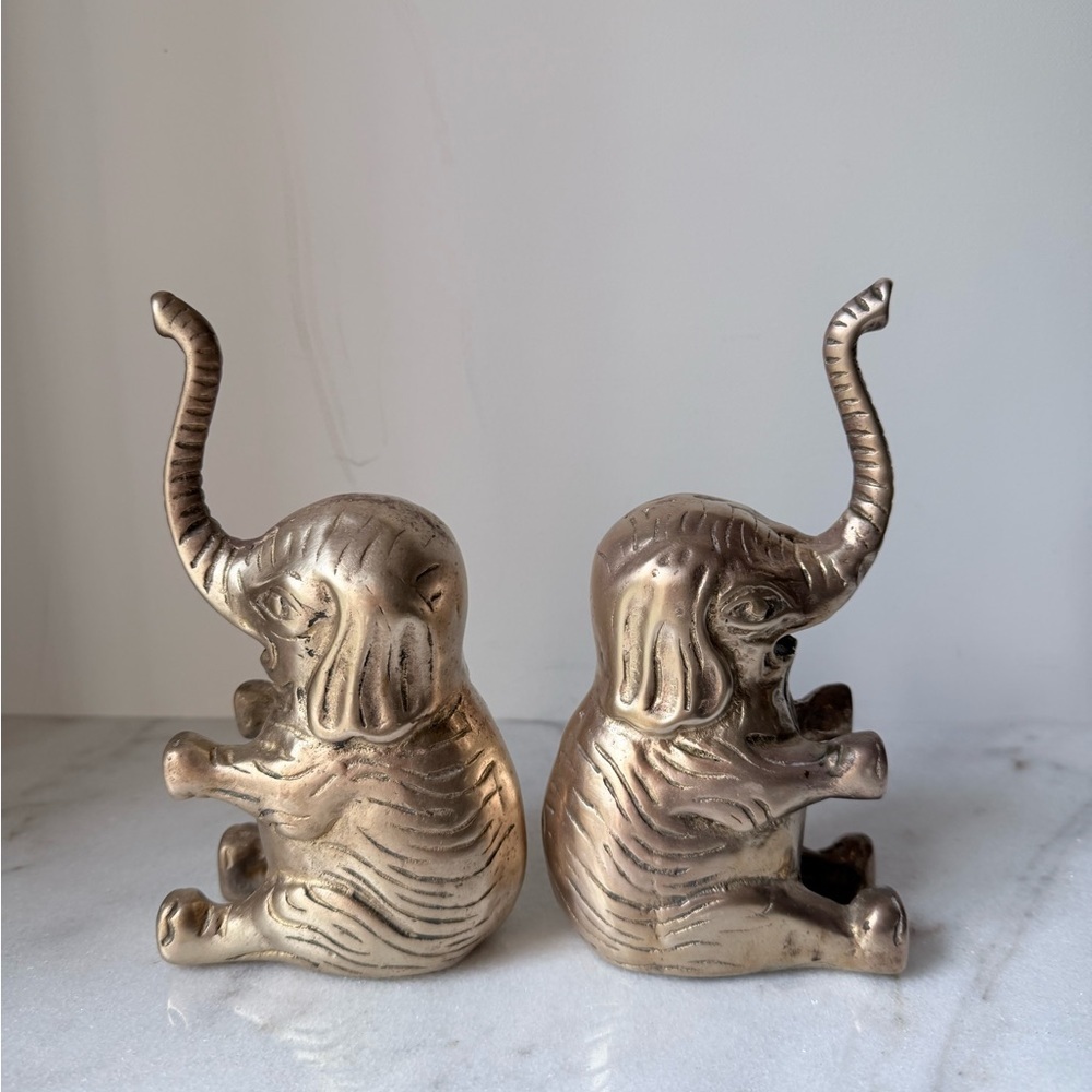 Gold Elephant Bookends brass - Picture 5 of 10